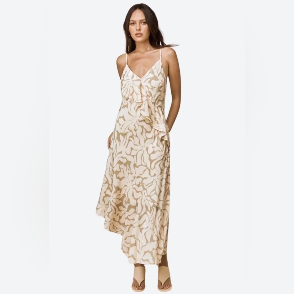 Mon Renn High Tide Strappy Midi Dress High Tide Print Stone Vacation Party Small
